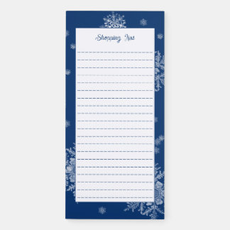 Blue Christmas Snowflakes Shopping List Magnetic Notepad