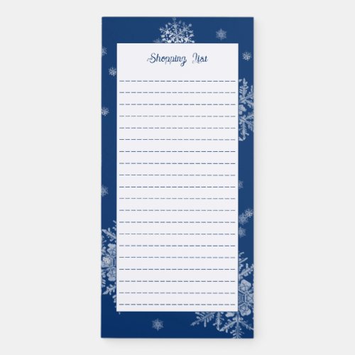 Blue Christmas Snowflakes Shopping List Magnetic Notepad