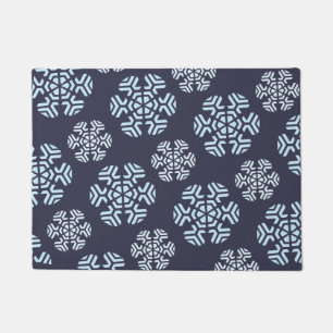 Blue Christmas Snowflakes, Winter Blizzard Pattern Doormat