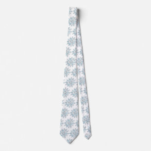 Blue Christmas Snowflakes, Winter Blizzard Pattern Neck Tie