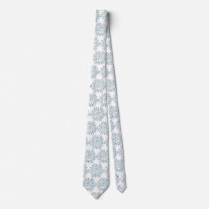 Blue Christmas Snowflakes, Winter Blizzard Pattern Tie