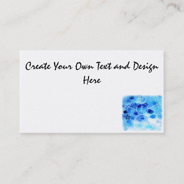 Blue Christmas Snowman Business Card (Front)