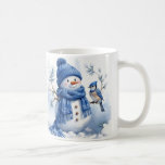 Blue Christmas - Snowman Coffee Mug<br><div class="desc">❤ It's that special time of year to sip a hot chocolate from this beautiful holiday mug, snuggle up with the puppy, and enjoy Christmas carols or classic Christmas movies. ❤ Elegant Holiday Mug is the perfect gift for coffee, tea, and chocolate lovers. ❤ These mugs are made with durable...</div>