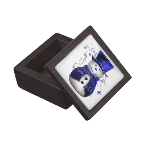 Blue Christmas Snowman Jewelry Box