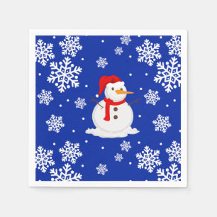 Blue christmas Snowman Snowflakes Napkins