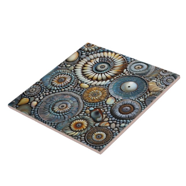 Blue Christmas Spiral Pattern Ceramic Tile (Side)