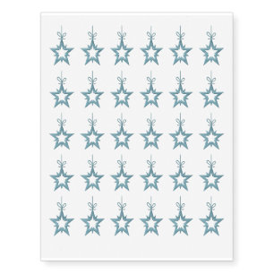 Blue Christmas Star Ornament Design Temporary Tattoos
