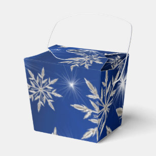 Blue Christmas stars with white ice crystal Favor Boxes