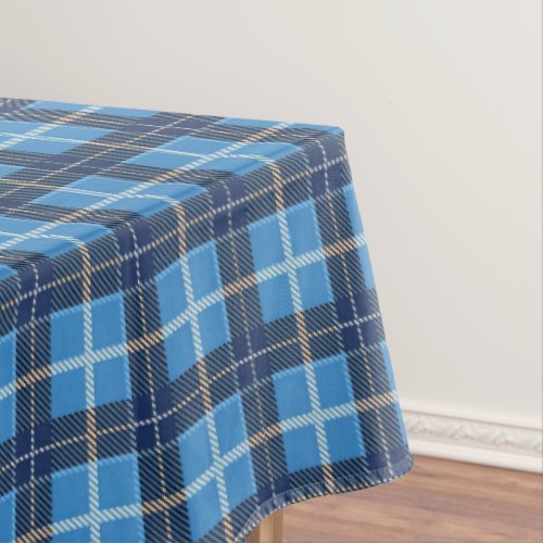 Blue Christmas Tartan Plaid Holiday Tablecloth