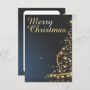 Blue Christmas Theme with golden Christmas Tree Invitation