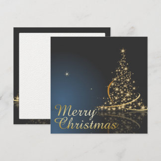 Blue Christmas Theme with golden Christmas Tree Invitation