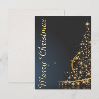 Blue Christmas Theme with golden Christmas Tree Invitation