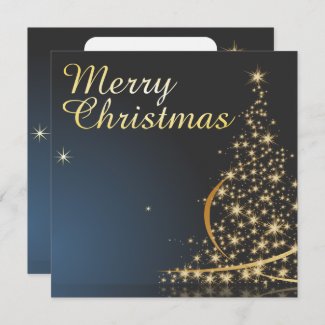 Blue Christmas Theme with golden Christmas Tree