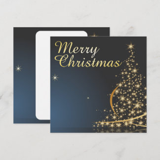 Blue Christmas Theme with golden Christmas Tree Invitation