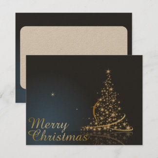 Blue Christmas Theme with golden Christmas Tree Invitation