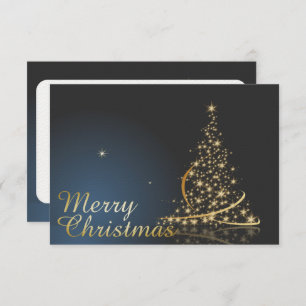 Blue Christmas Theme with golden Christmas Tree Invitation