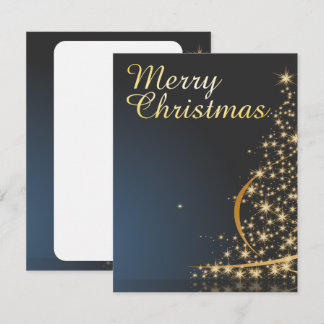 Blue Christmas Theme with golden Christmas Tree Invitation