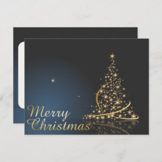 Blue Christmas Theme with golden Christmas Tree