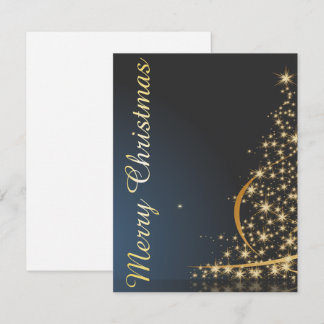 Blue Christmas Theme with golden Christmas Tree Invitation