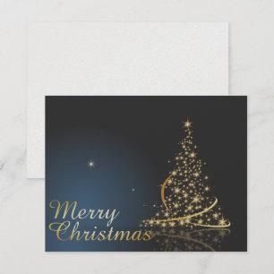 Blue Christmas Theme with golden Christmas Tree Invitation