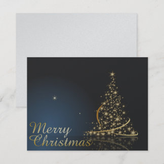 Blue Christmas Theme with golden Christmas Tree Invitation