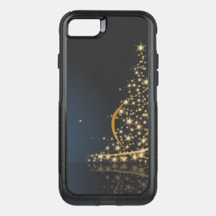 Blue Christmas Theme with golden Christmas Tree OtterBox Commuter iPhone SE/8/7 Case