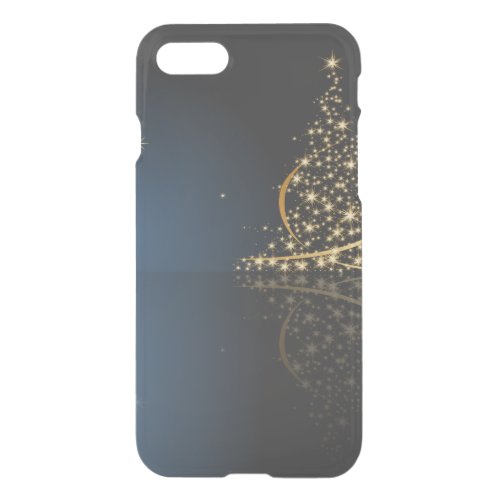 Blue Christmas Theme with golden Christmas Tree iPhone SE87 Case