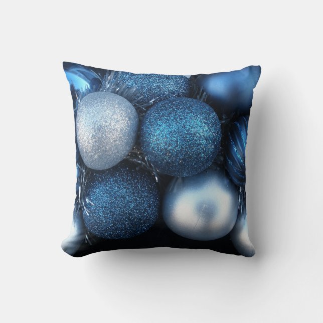 Blue Christmas Throw Pillow (Front)