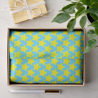 Blue Christmas Tissue Paper with Yellow Stars