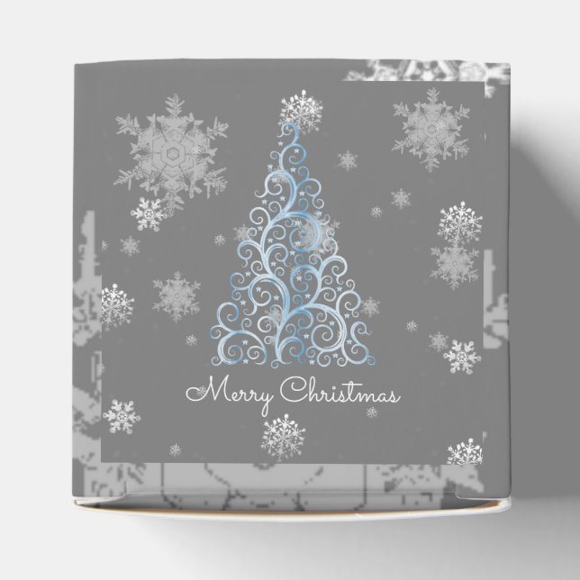 Blue Christmas Tree and Snowflakes Favor Box (Top)