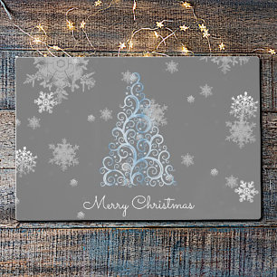 Blue Christmas Tree and Snowflakes Placemat