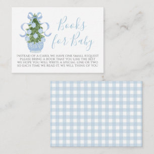 Blue Christmas Tree Baby Shower Book Request Card