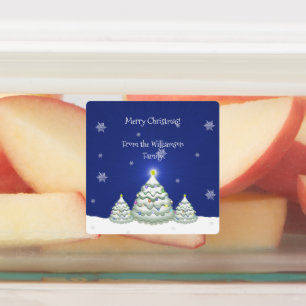 Blue Christmas Tree Baking Label