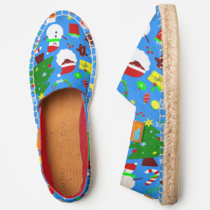 blue christmas tree black santa espadrilles