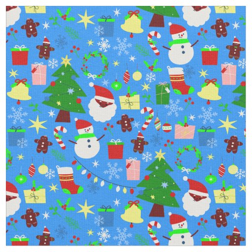 blue christmas tree black santa fabric