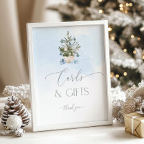 Blue Christmas tree Cards and gifts Poster