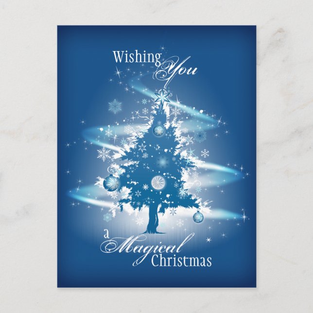 Blue Christmas Tree Christmas Holiday Postcard (Front)