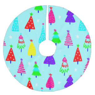 blue christmas tree colorful pop art brushed polyester tree skirt