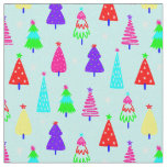 blue christmas tree colorful pop art fabric