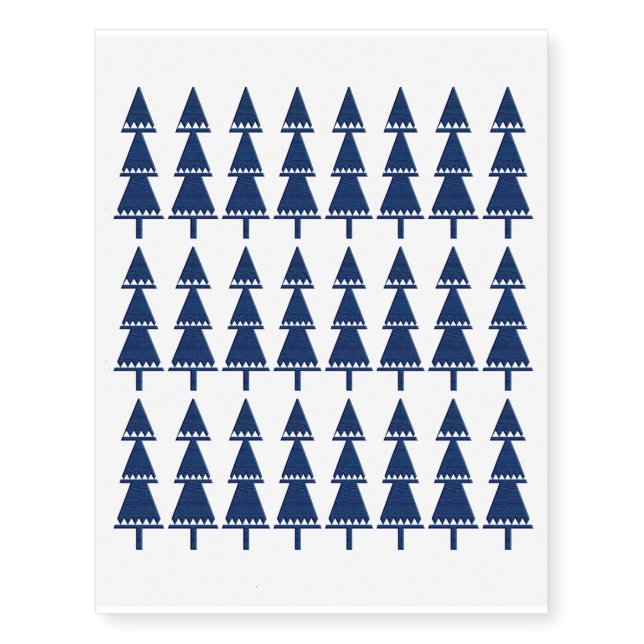 Blue Christmas Tree Design Temporary Tattoos (Front)