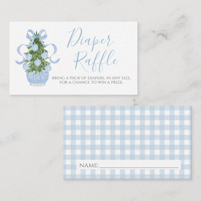 Blue Christmas Tree Diaper Raffle Card (Front/Back)