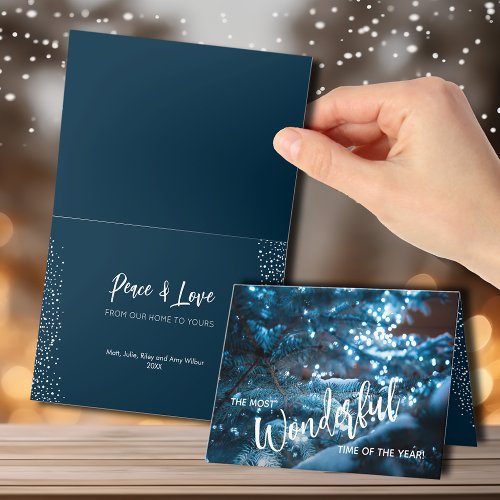 Blue Christmas Tree Folded Holiday Card