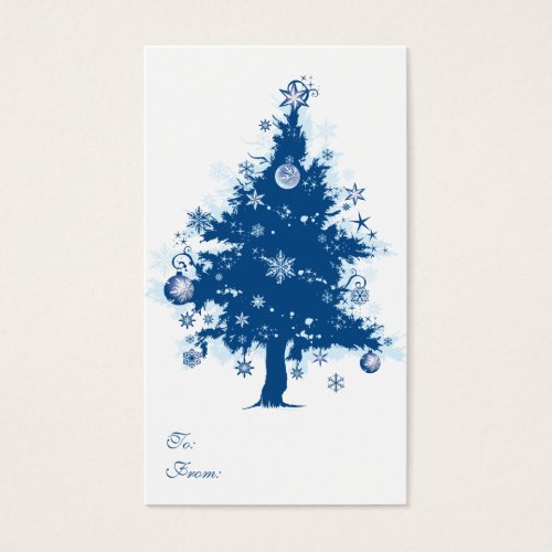 Blue Christmas Tree Gift Tag Business Cards