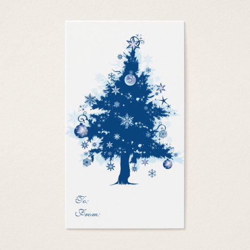 Customizable Blue Christmas Tree Gift Tag Business Cards