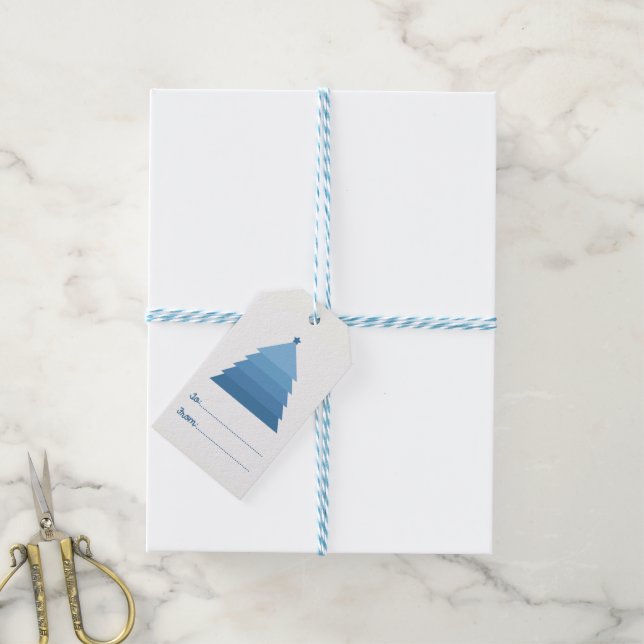 Blue Christmas Tree Gift Tags (With Twine)