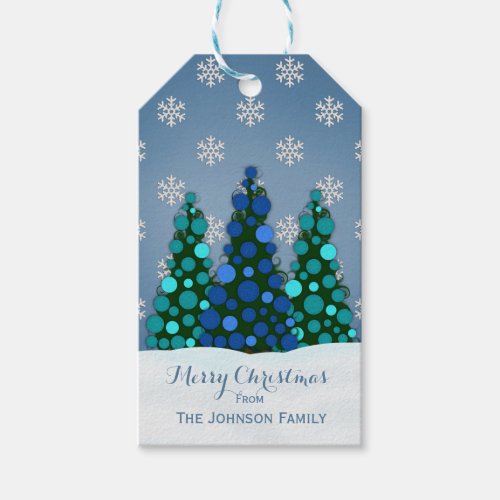 Blue Christmas Tree Gift Tags