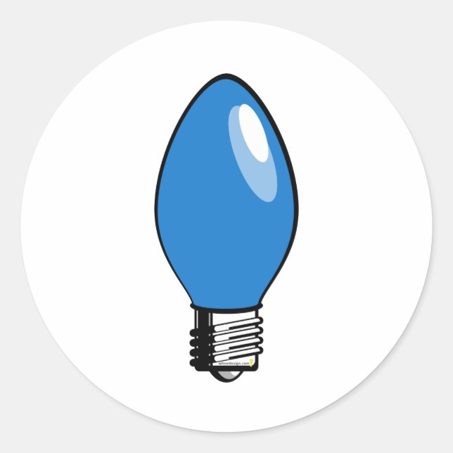 Blue Christmas Tree Light Classic Round Sticker (Front)