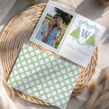 Blue Christmas Tree Monogram Crest Photo