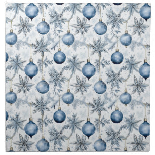 Blue Christmas Tree Ornaments Pattern Cloth Napkin