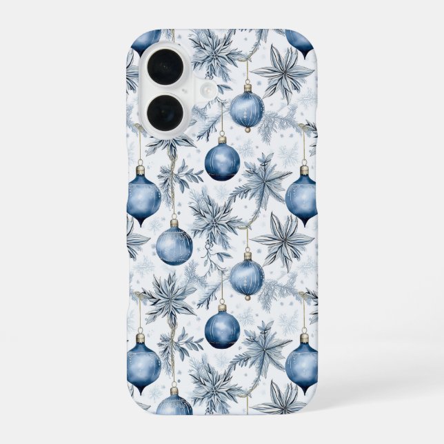 Blue Christmas Tree Ornaments Pattern Iphone Case (Back)